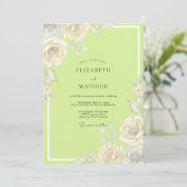 Invitation Mariage à l'aquarelle Chartreuse Rose (Debout devant)