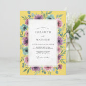 Invitation Mariage à l'aquarelle d'améthyste dorée (Debout devant)
