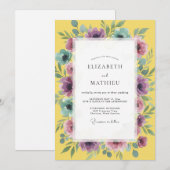Invitation Mariage à l'aquarelle d'améthyste dorée (Devant / Derrière)
