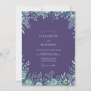 Invitation Mariage à l'aquarelle de feuillage d'améthyste