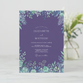 Invitation Mariage à l'aquarelle de feuillage d'améthyste (Debout devant)