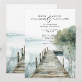 Invitation Mariage à l'aquarelle de la forêt du lac de montag (Devant / Derrière)