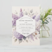Invitation Mariage à l'aquarelle de lilas (Debout devant)