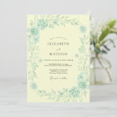 Invitation Mariage à l'aquarelle de menthe beurrée (Debout devant)