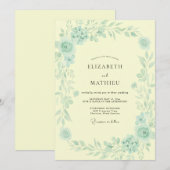 Invitation Mariage à l'aquarelle de menthe beurrée (Devant / Derrière)