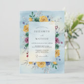 Invitation Mariage à l'aquarelle de prune dorée (Debout devant)