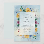 Invitation Mariage à l'aquarelle de prune dorée (Devant / Derrière)