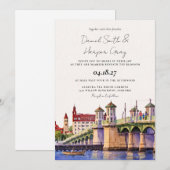 Invitation Mariage à l'aquarelle de St Augustine Floride (Devant / Derrière)
