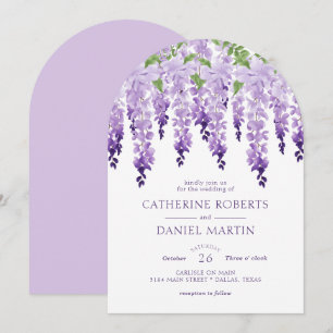Invitation Mariage à l'aquarelle de wisteria violet lavande