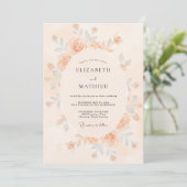 Invitation Mariage à l'aquarelle délicate pêche (Debout devant)