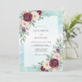 Invitation Mariage à l'aquarelle Divine Bourgogne (Debout devant)