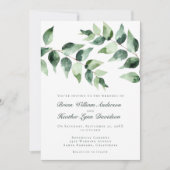 Invitation Mariage à l'aquarelle Eucalyptus | Blanc (Devant)