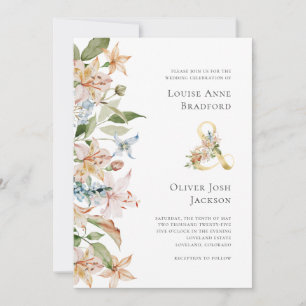 Invitation Mariage à l'aquarelle florale esperluette sauge ro