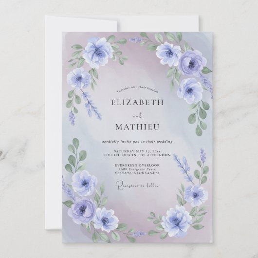 Invitation Mariage à l'aquarelle Iris (Devant)