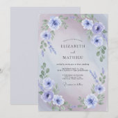 Invitation Mariage à l'aquarelle Iris (Devant / Derrière)