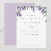 Invitation Mariage à l'aquarelle lavande (Devant / Derrière)