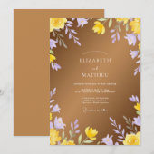 Invitation Mariage à l'aquarelle lavande dorée (Devant / Derrière)
