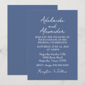Invitation Mariage à l'aquarelle moderne bleu côtier plage (Devant / Derrière)
