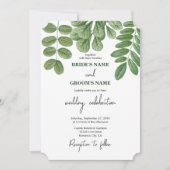 Invitation Mariage à l'aquarelle moderne de verdure vert émer (Devant)