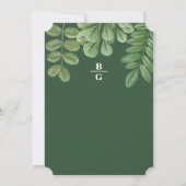 Invitation Mariage à l'aquarelle moderne de verdure vert émer (Dos)
