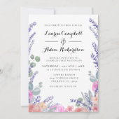 Invitation Mariage à l'aquarelle moderne Eucalyptus & Lavande (Devant)