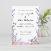 Invitation Mariage à l'aquarelle moderne Eucalyptus & Lavande (Debout devant)