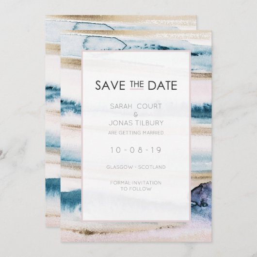 Invitation Mariage à l'aquarelle moderne Peinture Enregistrer (Devant / Derrière)