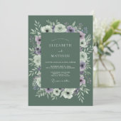 Invitation Mariage à l'aquarelle olive lavande (Debout devant)