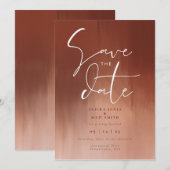 Invitation Mariage à l'aquarelle orange brûlé Save the Date (Devant / Derrière)