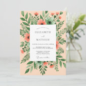 Invitation Mariage à l'aquarelle pêche et brise (Debout devant)