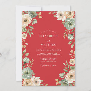 Invitation Mariage à l'aquarelle Ranunculus Terracotta Poussi
