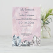 Invitation Mariage à l'aquarelle rose avec géodes et pierres  (Debout devant)