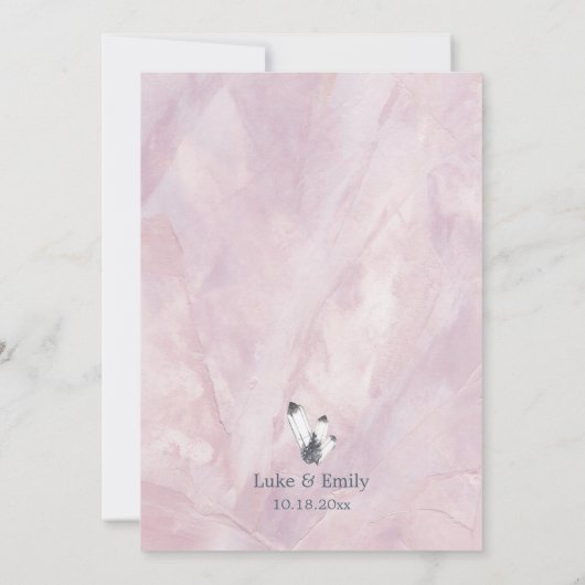 Invitation Mariage à l'aquarelle rose avec géodes et pierres  (Dos)