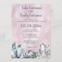 Mariage à l'aquarelle rose de géodes et pierres pr