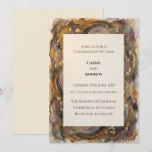 Invitation Mariage à l'aquarelle Rustique Agate Géode Or (Devant / Derrière)