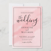 Invitation Mariage à l'aquarelle simple rose blush (Devant)