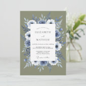 Invitation Mariage à l'aquarelle Slate Moss (Debout devant)