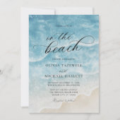 Invitation Mariage à l'aquarelle sur la plage Écriture élégan (Devant)