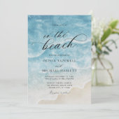 Invitation Mariage à l'aquarelle sur la plage Écriture élégan (Debout devant)