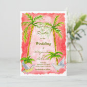 Invitation Mariage à l'aquarelle tropicale rustique Enregistr (Debout devant)