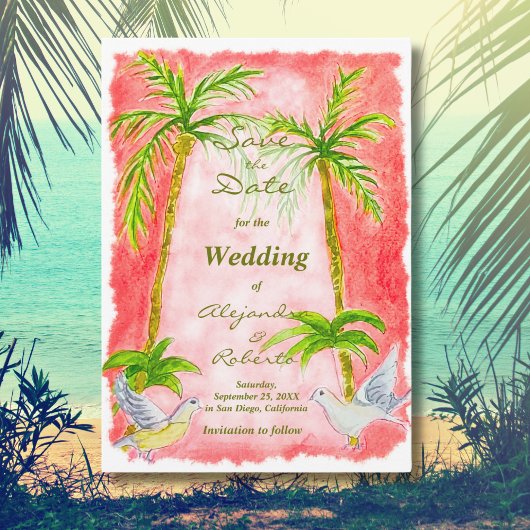 Invitation Mariage à l'aquarelle tropicale rustique Enregistr