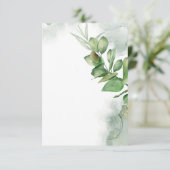 Invitation Mariage à l'aquarelle verdure budget blanc  (Debout devant)