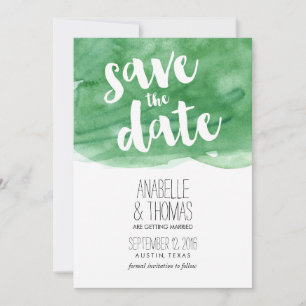 Invitation Mariage à l'aquarelle verte Enregistrer la date