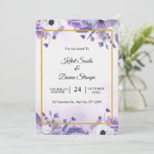 Invitation Mariage à l'aquarelle violet élégant (Debout devant)