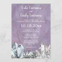 Mariage à l'aquarelle violette de géode et pierres