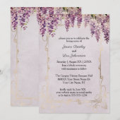 Invitation Mariage à l'aquarelle Wisteria sur Lavande (Devant / Derrière)