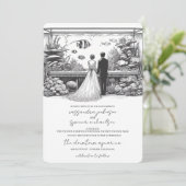 Invitation Mariage à l'Aquarium avec QR Code (Debout devant)