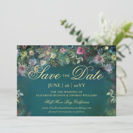 Invitation Mariage à l'arc des Roses forestiers enchantés Enr (Debout devant)