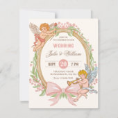 Invitation Mariage à l'arc floral cupide vintage (Devant)
