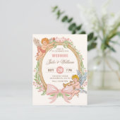 Invitation Mariage à l'arc floral cupide vintage (Debout devant)